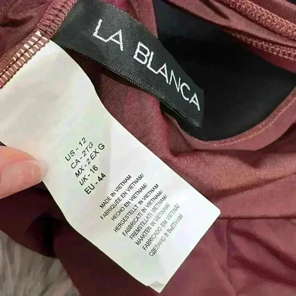 NWT La Blanca Island Goddess Twist Keyhole OnePiece swimsuit Java brown size 12 - Picture 7 of 9